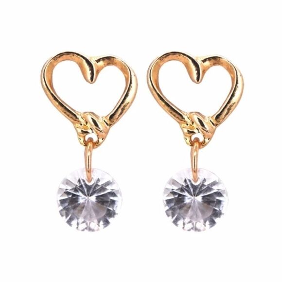 Gold Hearts with Quartz  - Picture 1 of 10